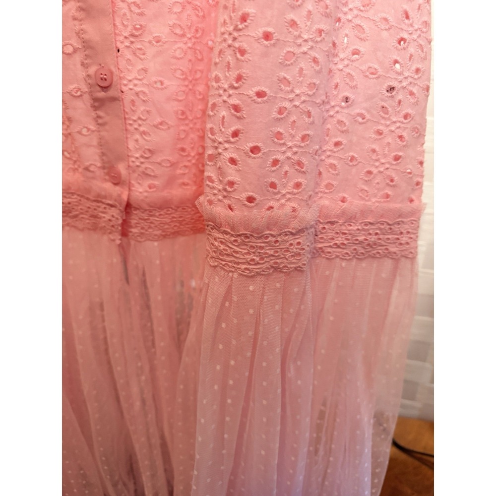Delia's Dolls Kill Junebug Feels Eyelet Maxi Dress Pink NWT Barbie Cottagecore - Picture 4 of 6